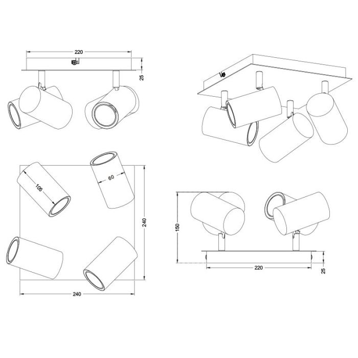 Faretto da soffitto moderno dorato, Kaso