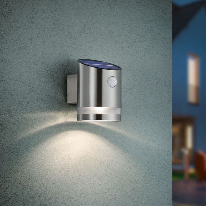Applique da esterno con sensore di movimento in nichel in acciaio inossidabile, Suzan, 3W, 3000K LED, IP44