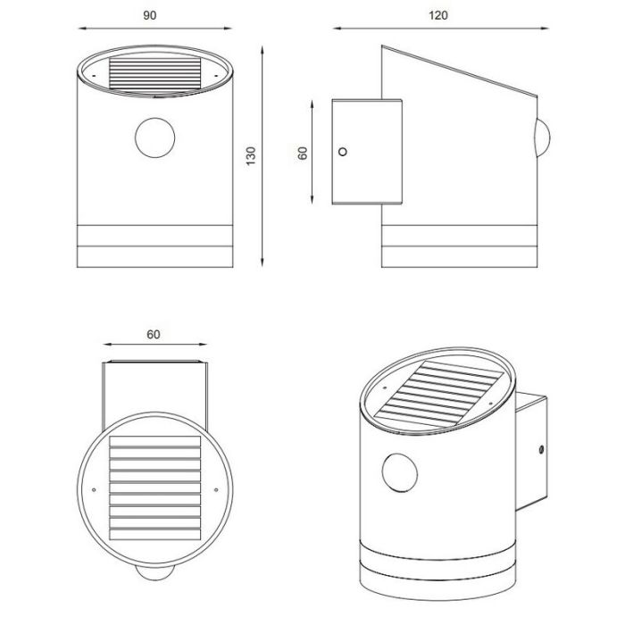 Applique da esterno con sensore di movimento moderna antracite, Suzan, 3W, 3000K LED, IP44