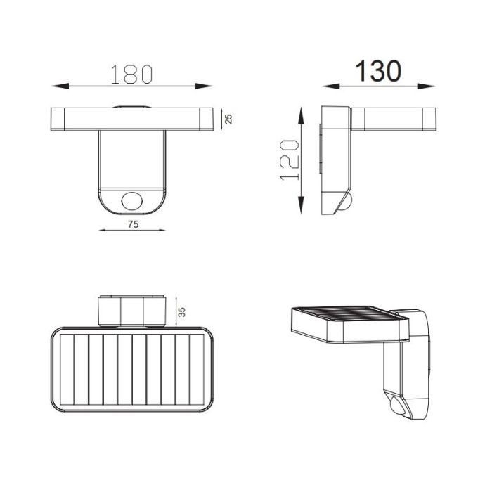 Applique da esterno con sensore di movimento moderna antracite, Summer, 4,5W, 3000K LED, IP44