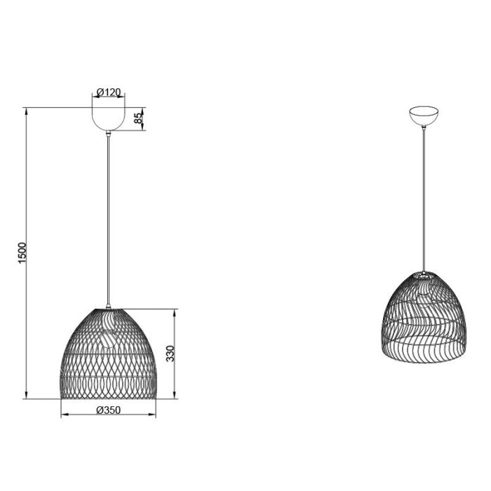 Lampada a sospensione in rattan marrone, Symon