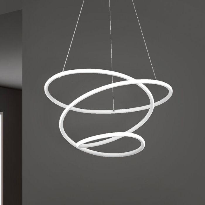 Lampade a sospensione per tavolo da pranzo design bianca, Marell, 36W, 4000K LED, dimmer in 3 fasi