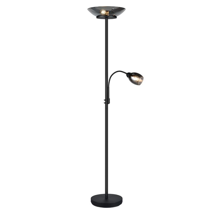 Lampada da terra moderna nera, Larry, con interruttore