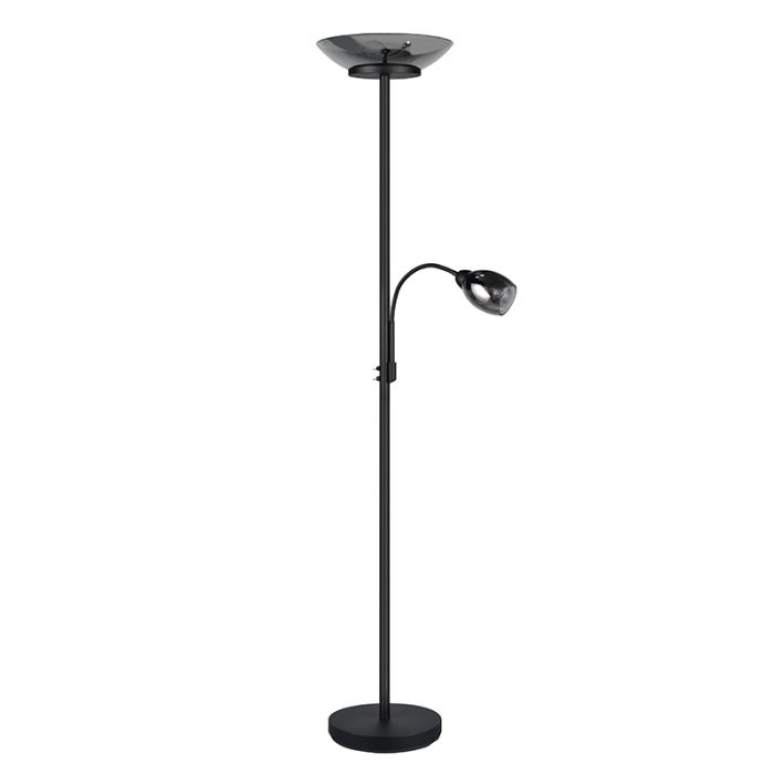 Lampada da terra moderna nera, Larry, con interruttore
