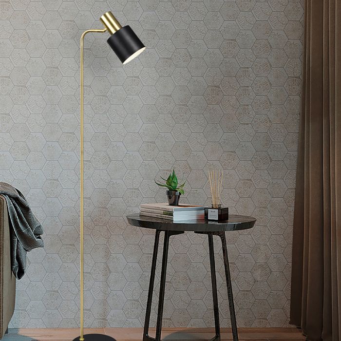 Lampada da terra nera metallo, Zoja, con interruttore