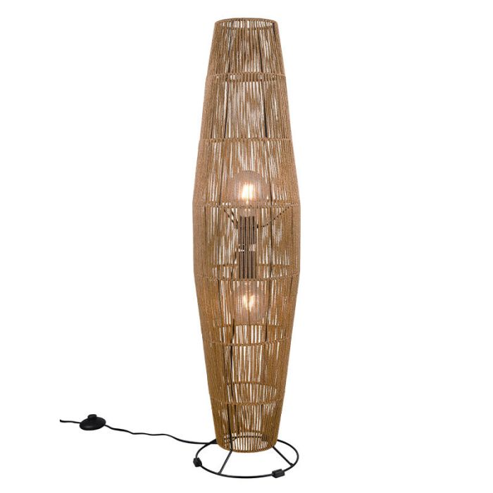 Lampada da terra di carta marrone, Fleurtje, con interruttore