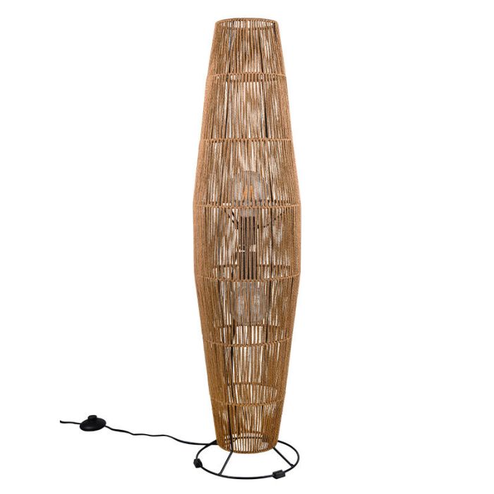 Lampada da terra di carta marrone, Fleurtje, con interruttore