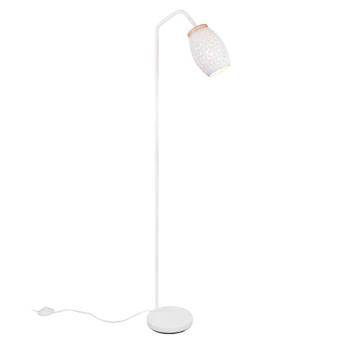 Lampada da terra moderna bianca, Delana, con interruttore