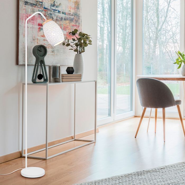 Lampada da terra moderna bianca, Delana, con interruttore