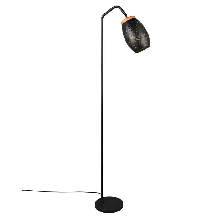 Lampada da terra moderna nera, Delana, con interruttore