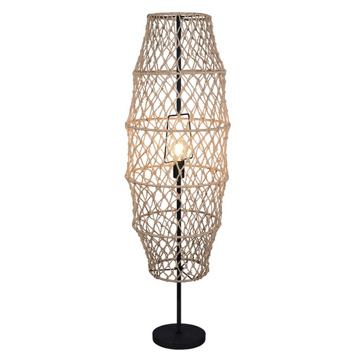 Lampada da terra rustica marrone, Liduina, con interruttore