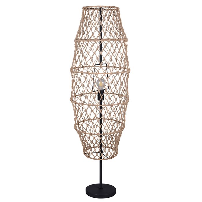 Lampada da terra rustica marrone, Liduina, con interruttore