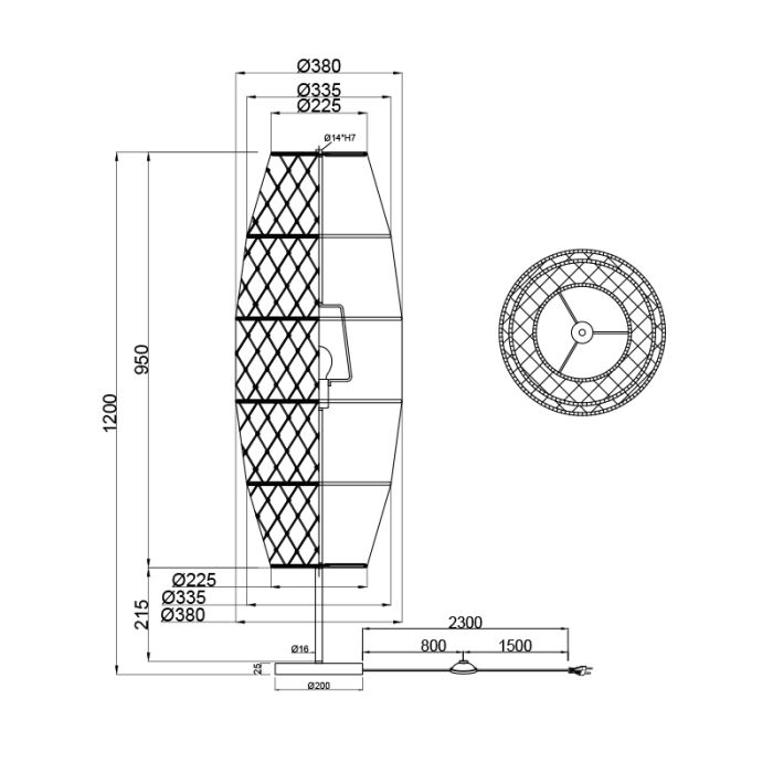 Lampada da terra rustica marrone, Liduina, con interruttore