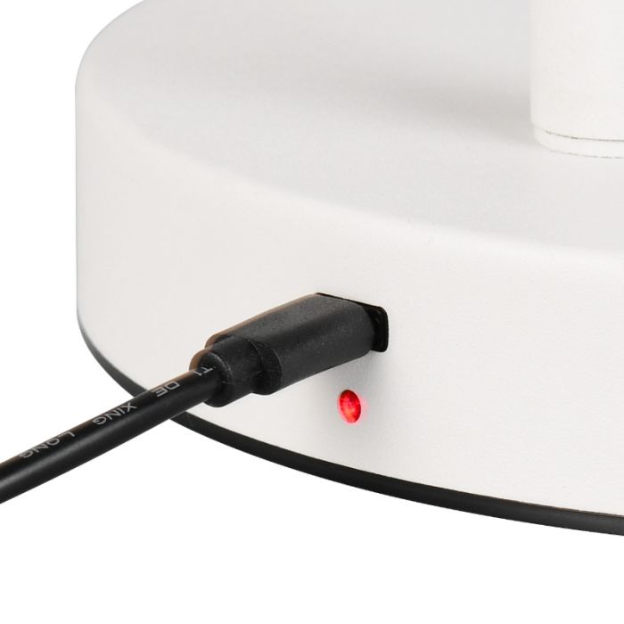 Lampada da terra ricaricabile bianca metallo, Suraya, 4,5W, 3000K LED, dimmer in 3 fasi