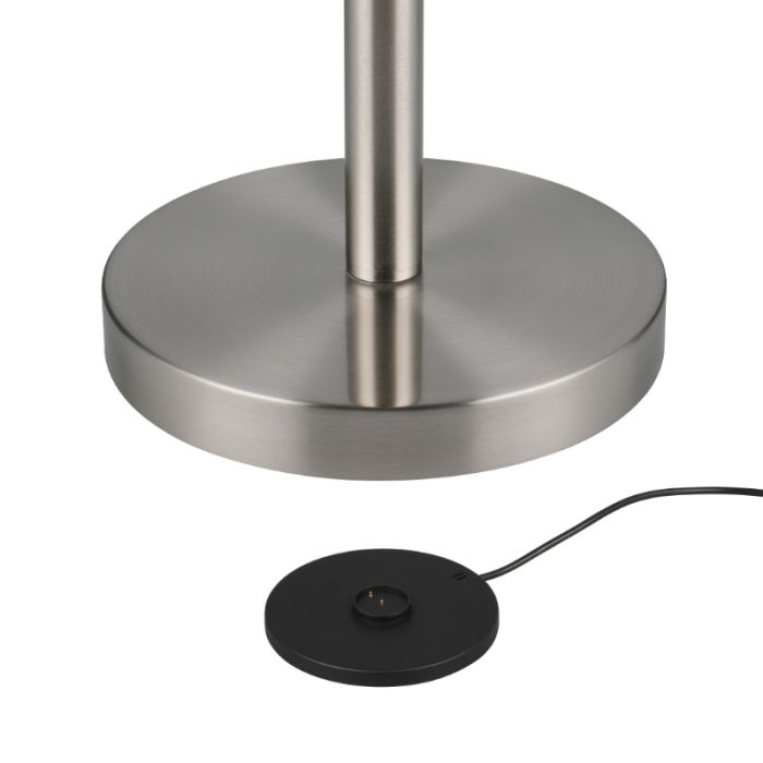 Lampada da terra ricaricabile moderna in nichel, Peniguet, 3W, bianco regolabile tra caldo e freddo LED, controllo touch