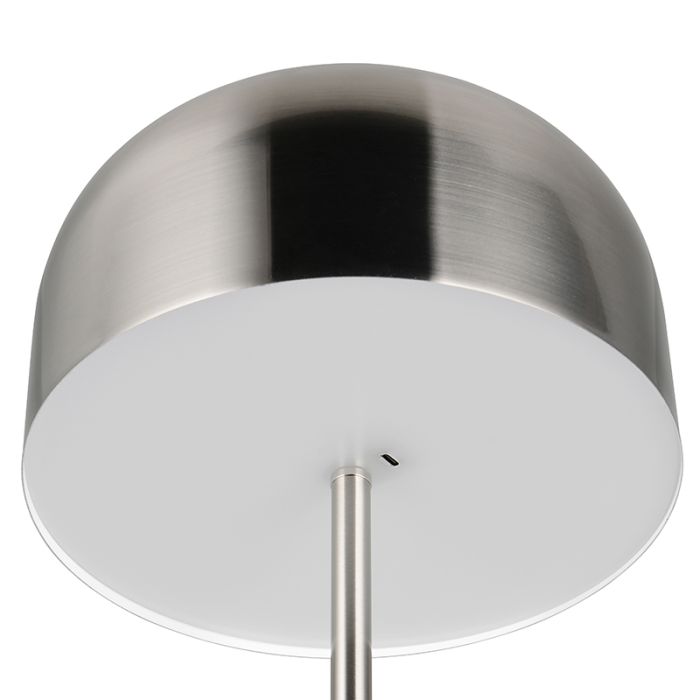 Lampada da terra ricaricabile moderna in nichel, Dustin, 2,5W, 3000K LED, dimmer in 3 fasi