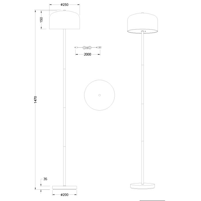 Lampada da terra ricaricabile moderna in nichel, Dustin, 2,5W, 3000K LED, dimmer in 3 fasi