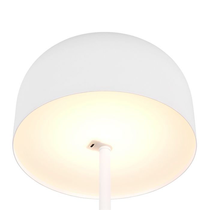 Lampada da terra ricaricabile moderna bianca, Dustin, 2,5W, 3000K LED, dimmer in 3 fasi