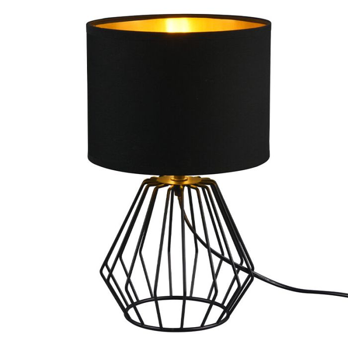 Lampada da tavolo moderna nera, Kjell, con interruttore