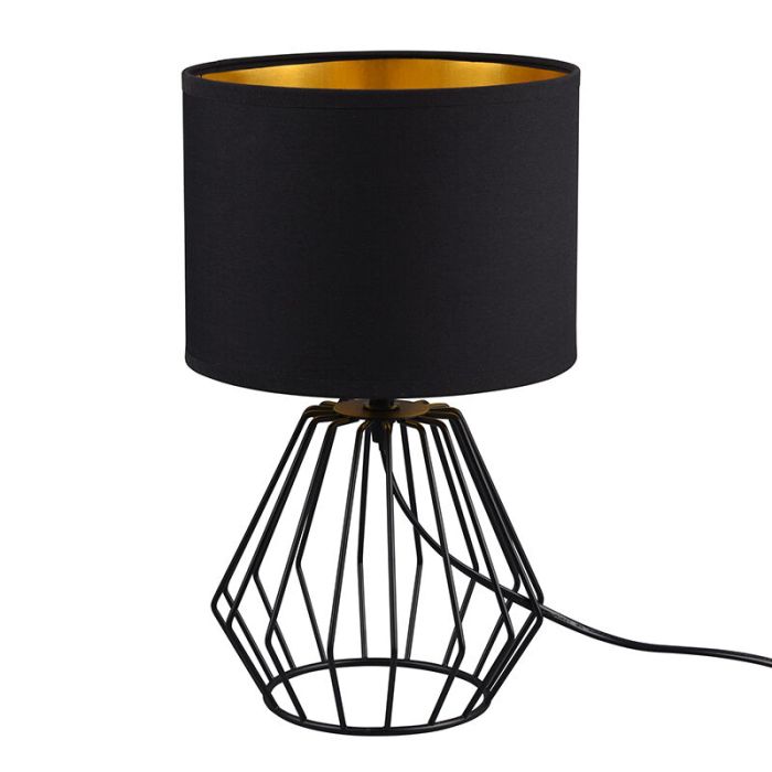 Lampada da tavolo moderna nera, Kjell, con interruttore