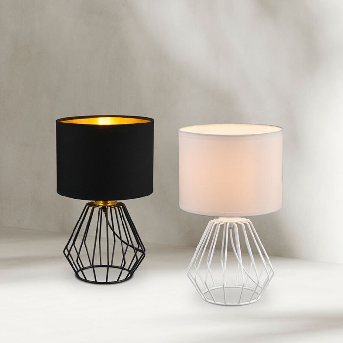 Lampada da tavolo moderna nera, Kjell, con interruttore