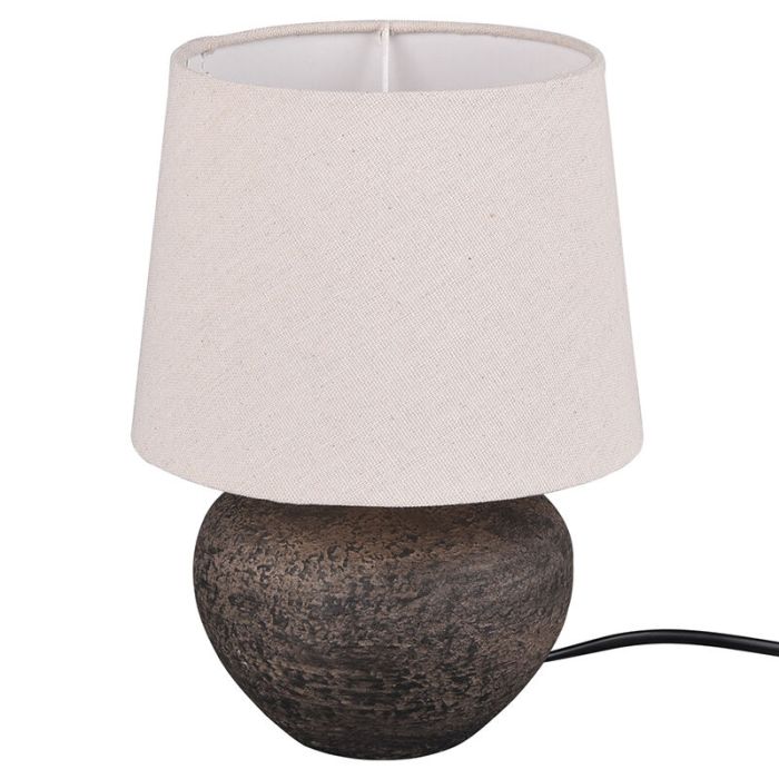 Lampada da tavolo in ceramica marrone, Ulo, con interruttore