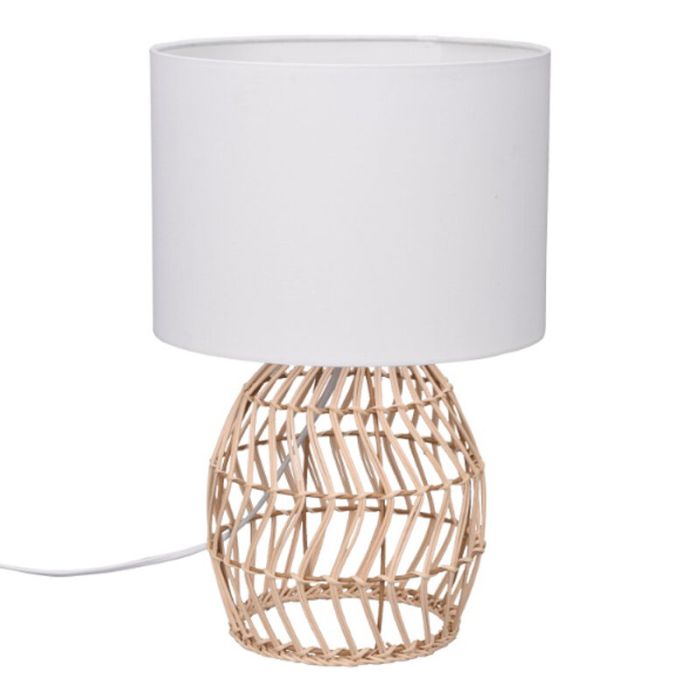 Lampada da tavolo in rattan bianca, Symon, con interruttore