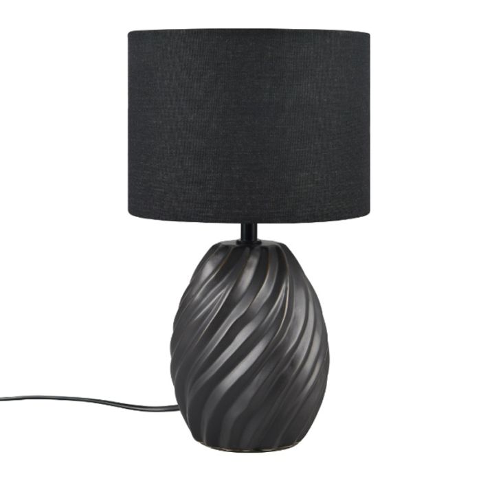 Lampada da tavolo retrò nera, Roeland, con interruttore