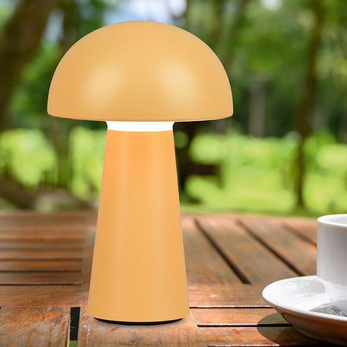Lampada da tavolo da esterno moderna gialla, Rachelle, 2W, 3000K LED, IP44, dimmer in 3 fasi