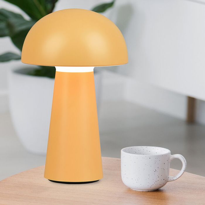 Lampada da tavolo da esterno moderna gialla, Rachelle, 2W, 3000K LED, IP44, dimmer in 3 fasi