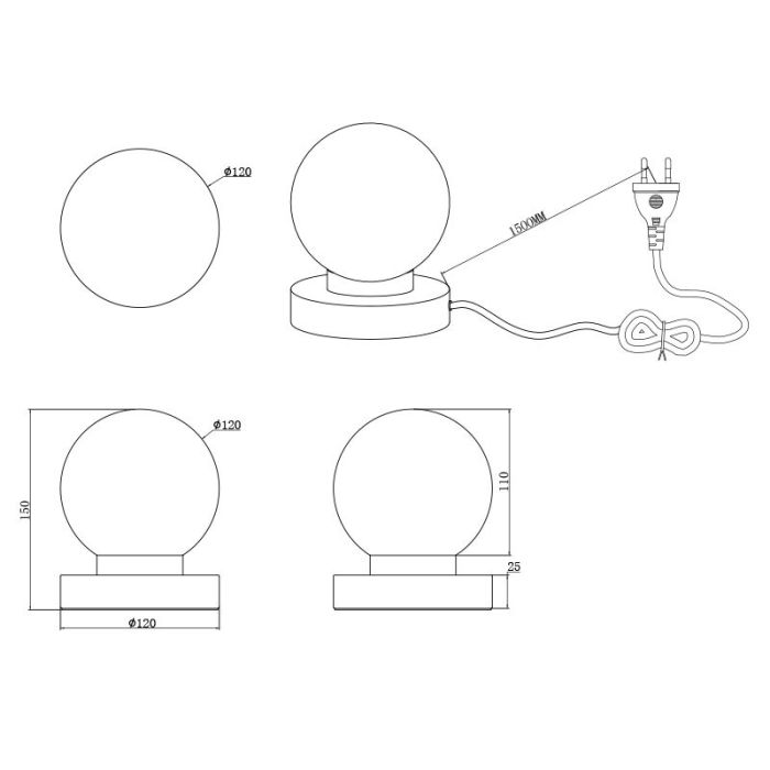 Lampada da tavolo nera metallo, Serdal, con interruttore