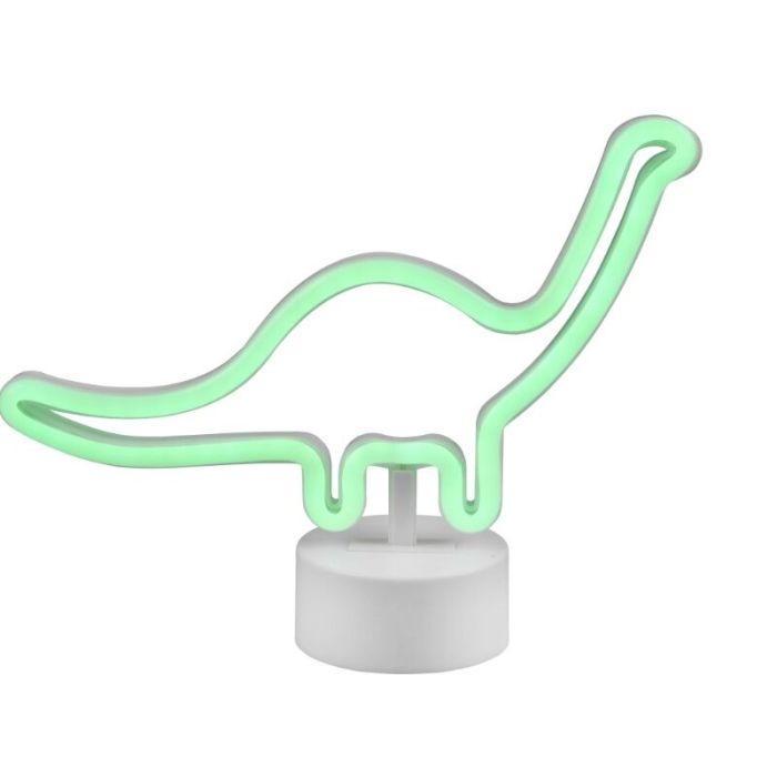 Lampada da tavolo per bambini bianca in plastica, Dino, 2W, 3000K LED, con interruttore