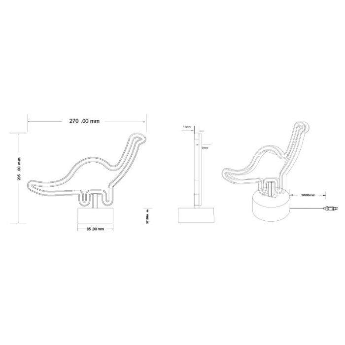 Lampada da tavolo per bambini bianca in plastica, Dino, 2W, 3000K LED, con interruttore