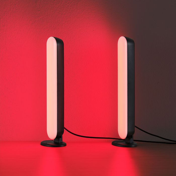 2 lampade da tavolo moderne nere, Umit, 3W, RGB LED, con telecomando