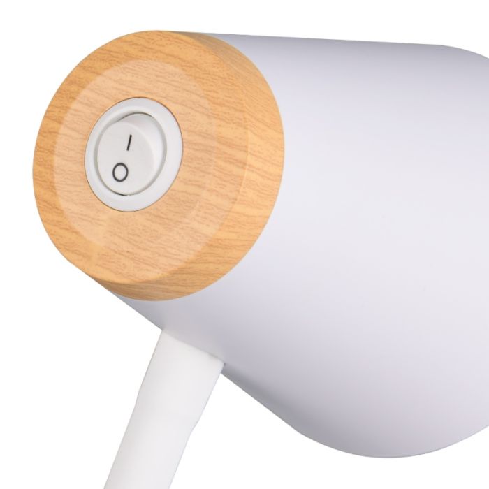 Lampada da tavolo moderna bianca, Rahul, 4,5W, 3000K LED, con interruttore
