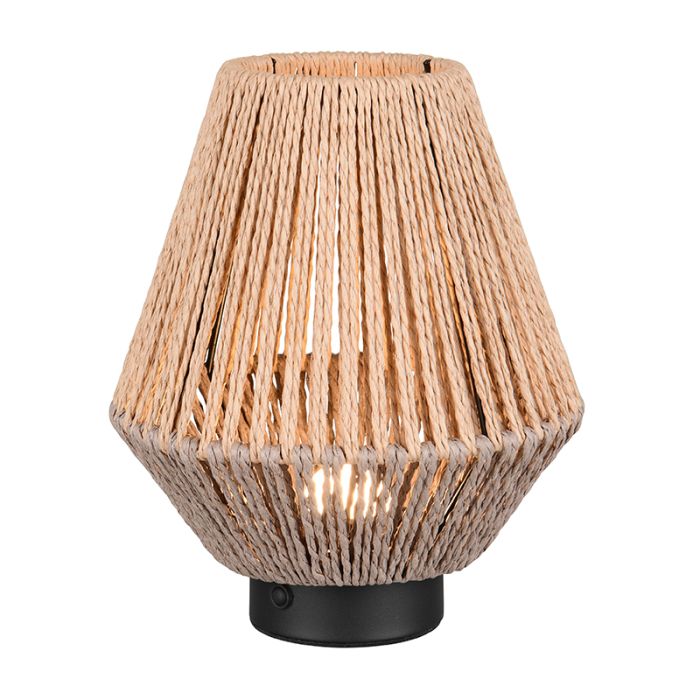 Lampada da tavolo ricaricabile di carta marrone, Isaura, 1,5W, 3000K LED, dimmer in 3 fasi