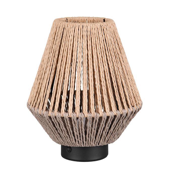Lampada da tavolo ricaricabile di carta marrone, Isaura, 1,5W, 3000K LED, dimmer in 3 fasi