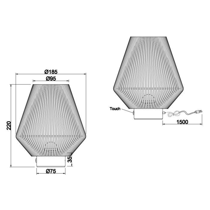 Lampada da tavolo ricaricabile di carta marrone, Isaura, 1,5W, 3000K LED, dimmer in 3 fasi