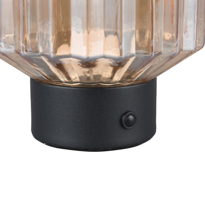 Lampada da tavolo ricaricabile retrò nera, Tamer, 2W, 3000K LED, controllo touch