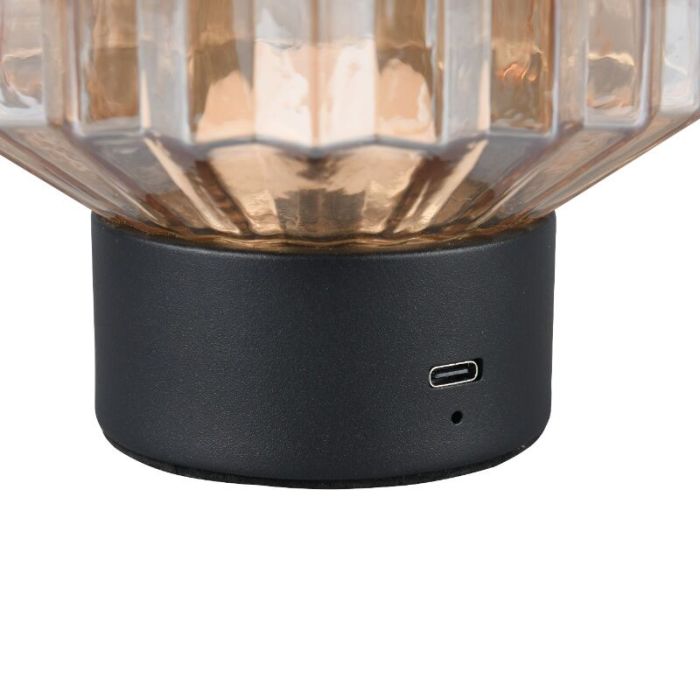 Lampada da tavolo ricaricabile retrò nera, Tamer, 2W, 3000K LED, controllo touch