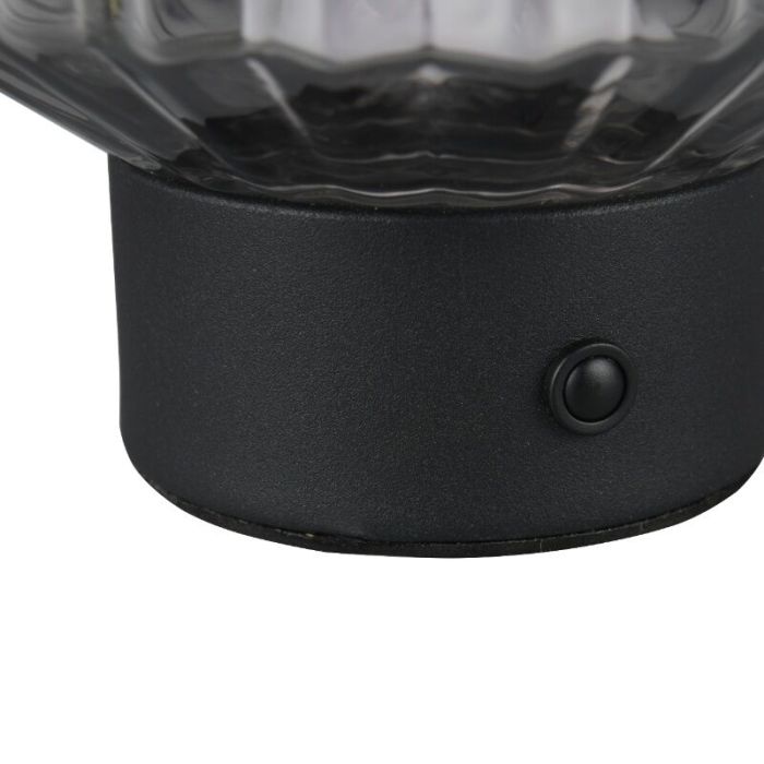Lampada da tavolo ricaricabile retrò nera, Tamer, 2W, 3000K LED, controllo touch