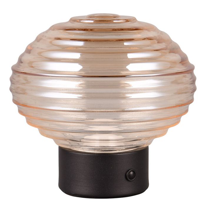 Lampada da tavolo ricaricabile retrò nera, Walid, 2W, 3000K LED, controllo touch