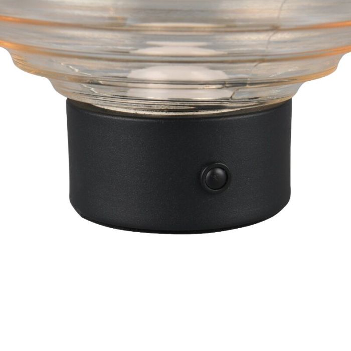 Lampada da tavolo ricaricabile retrò nera, Walid, 2W, 3000K LED, controllo touch