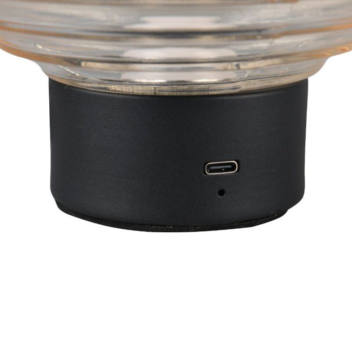 Lampada da tavolo ricaricabile retrò nera, Walid, 2W, 3000K LED, controllo touch