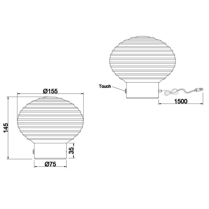 Lampada da tavolo ricaricabile retrò nera, Walid, 2W, 3000K LED, controllo touch