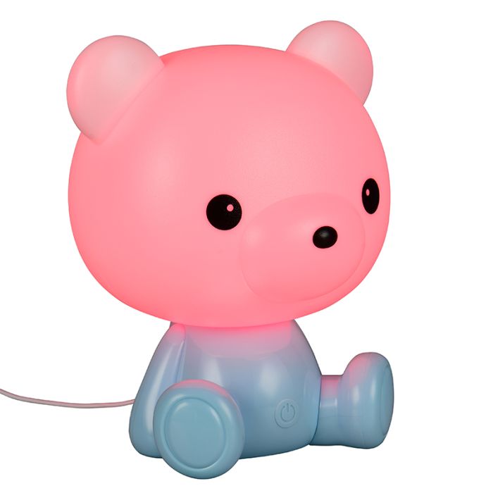 Lampada da tavolo per bambini blu in plastica, Lumibear, 0,3W, RGB LED, con interruttore