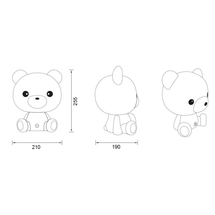 Lampada da tavolo per bambini blu in plastica, Lumibear, 0,3W, RGB LED, con interruttore