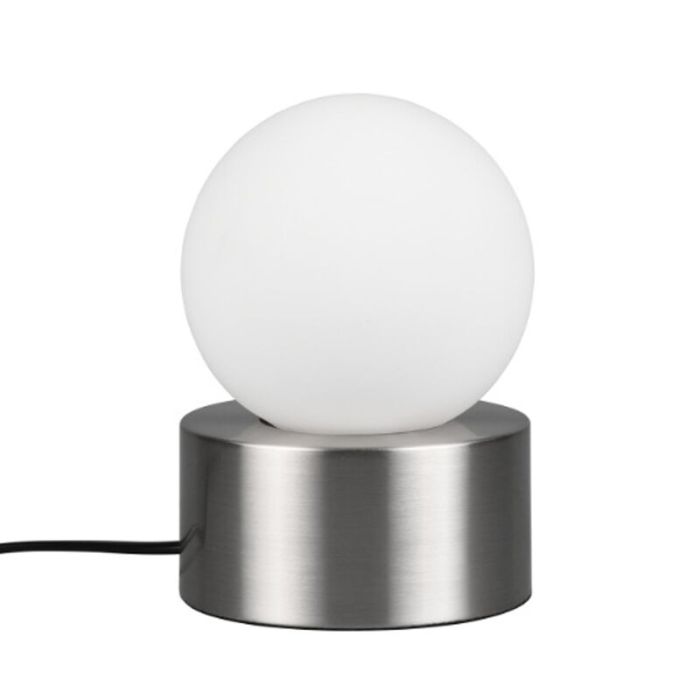 Lampada da tavolo moderna in nichel, Mirjam, con interruttore