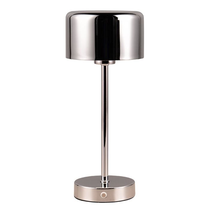 Lampada da tavolo ricaricabile moderna cromata, Dustin, 1W, 3000K LED, controllo touch