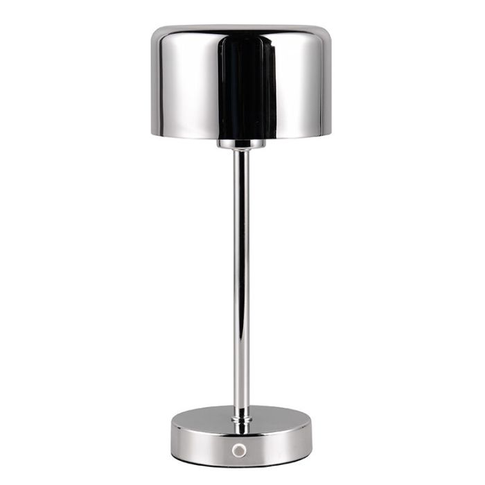 Lampada da tavolo ricaricabile moderna cromata, Dustin, 1W, 3000K LED, controllo touch